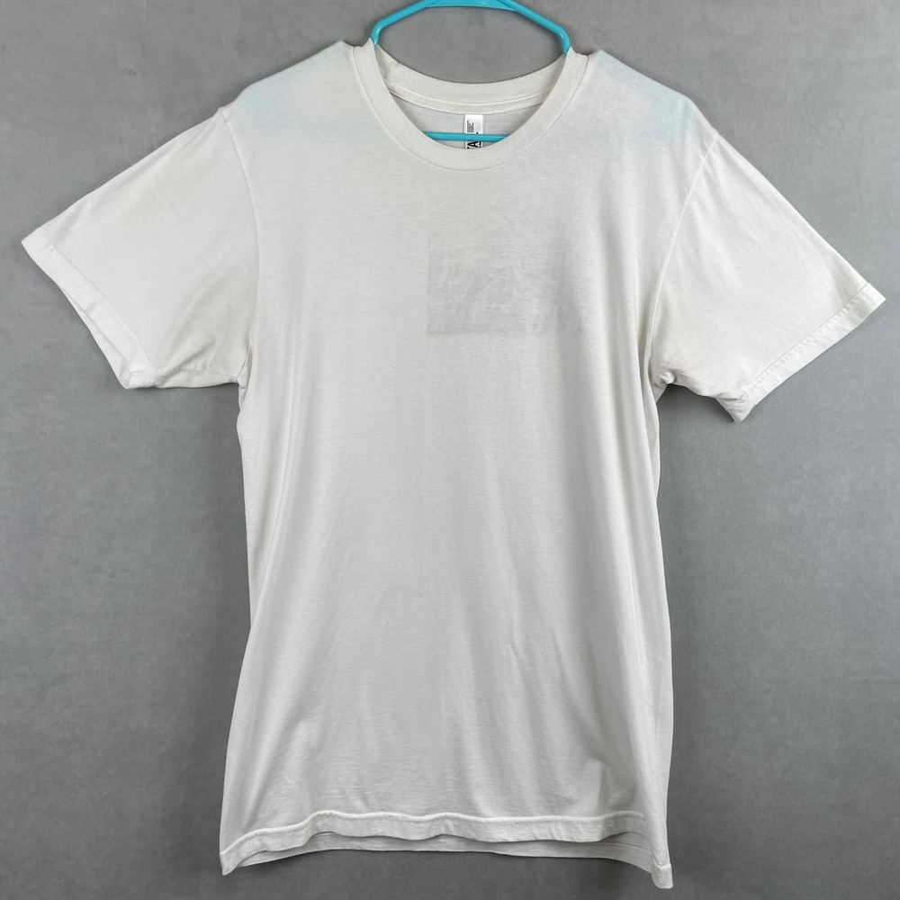 American Apparel XTall White Faded Graphic Crew Cotton‎ T-Shirt Rare USA Mens M